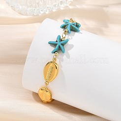 2 bracelet à maillons en acier inoxydable 304 et turquoise synthétique&nbsp;BJEW-JB13870