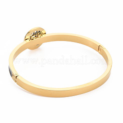 Ionenplattierung (IP) Kristall Strass flach rund mit Baum des Lebens Armreif&nbsp;BJEW-N017-005LG