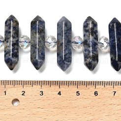 Natürlicher blauer Fleck Jaspis Doppelendperlen Stränge&nbsp;G-H069-B10-01