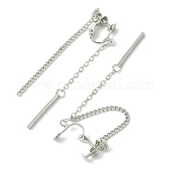 Ohrclips mit rechteckiger Kette und Quaste aus Legierung für Damen und Herren&nbsp;LS-EJEW-C093-02P
