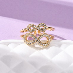 Anelli regolabili in ottone micro pavé di zirconi cubici&nbsp;RJEW-C141-01G