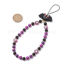 Catene per cellulare con perline di vetro rotonde di Halloween&nbsp;HJEW-MZ00279