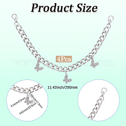 Cadenas para correas de botas con dijes de mariposa y rhinestone de aleación&nbsp;AJEW-WH20048-21P