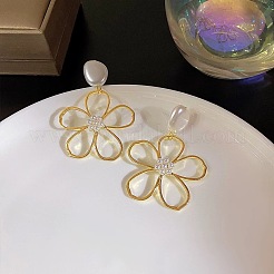 Orecchini pendenti in lega di plastica con perle a forma di fiore&nbsp;FS-WG60BA4-01