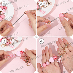 Kit de fabrication de porte-clés en alliage émaillé et bois à faire soi-même pour la Saint-Valentin&nbsp;DIY-SC0025-94