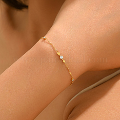 Bracciale da donna 201 in acciaio inossidabile con maglie a punta di freccia e pavé di zirconi cubici trasparenti.&nbsp;ZJ3010