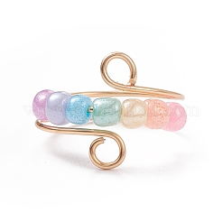 Anello polsino con perline rotanti con semi di vetro&nbsp;RJEW-JR00511-01