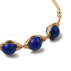 Manschettenarmreif mit natürlichem Lapislazuli&nbsp;BJEW-A122-07B
