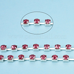 Chaînes strass en laiton plaqué argent&nbsp;CHC-N020-12B-01