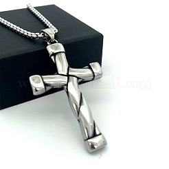 Colliers pendentifs croix en acier inoxydable 304 style hip-hop&nbsp;PT1776