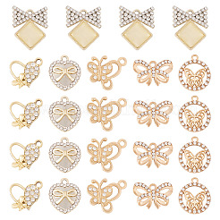 24 Stück 6 Stile Legierung Kristall Strass Anhänger&nbsp;FIND-TA0006-20LG