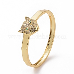 Bracciale rigido con cerniera leopardata in zirconi cubici&nbsp;BJEW-F448-02G