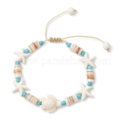 Geflochtene Perlenarmbänder aus synthetischem Türkis und natürlichen Süßwassermuschelperlen für Damen&nbsp;BJEW-JB12024-01
