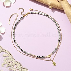 2 stücke 2 stil 304 edelstahl jungfrau maria & kreuz anhänger halsketten set&nbsp;NJEW-JN04527