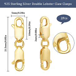 2 Stück: 925 Doppel-Karabinerverschlüsse aus Sterlingsilber&nbsp;STER-SC0001-21G