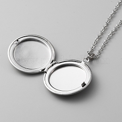 Collana con ciondolo portafoto in acciaio inossidabile 304&nbsp;NJEW-WH0016-09
