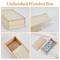 Rechteckige Geschenk-Aufbewahrungsbox aus unlackiertem Holz&nbsp;CON-WH0094-38A