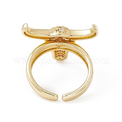 Anello a polsino aperto con testa di bue in zirconi cubici&nbsp;RJEW-I086-12G