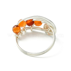 4 anello per dito con perline rotonde con pietre preziose miste naturali in stile 4 pezzi&nbsp;RJEW-TA00104