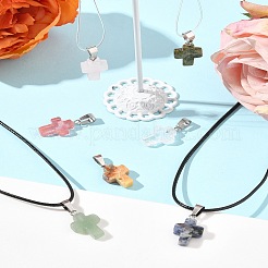 DIY-Sets zum Herstellen von Kreuzanhängern aus natürlichen und synthetischen Edelsteinen und gewachsten Kordelanhängern für Halsketten&nbsp;DIY-FS0008-46
