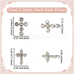 40 Stück 2 Stile Zinklegierung Strass Cabochons&nbsp;FIND-CP0002-11