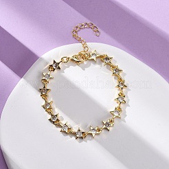 Pulseras de eslabones de circonita cúbica transparente con micropavé de latón para mujer&nbsp;BJEW-D342-01G