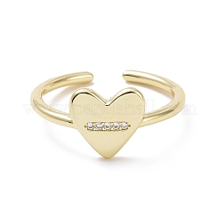 Bague de manchette ouverte en forme de cœur avec zircone cubique transparente&nbsp;RJEW-P032-37G