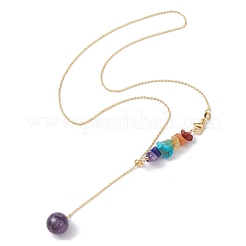 Collier de larat en perles de pierres précieuses naturelles mélangées avec chaînes en laiton&nbsp;NJEW-JN04509