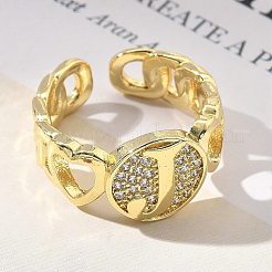 Anelli da donna aperti con micro pavé di zirconi cubici trasparenti in ottone&nbsp;RJEW-K289-02G-J