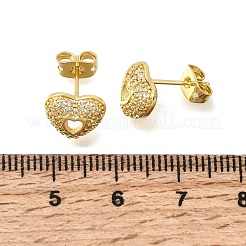 Valentinstag-Ohrstecker aus Messing mit Mikropavé-Fassung und klaren Zirkonia&nbsp;EJEW-D355-01G-01