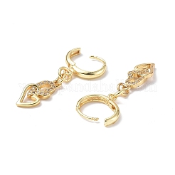 Orecchini a cerchio pendenti a doppio cuore con zirconi chiari&nbsp;EJEW-B017-06G