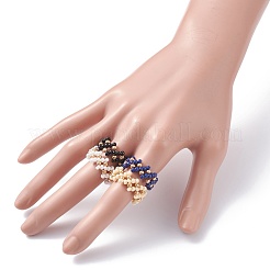 4 pz 4 colori perline di semi di vetro intrecciati anelli per le dita per le donne&nbsp;RJEW-JR00420