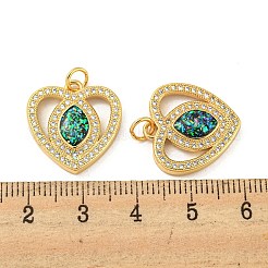 Valentinstag Messing Micro Pavé Zirkonia mit synthetischen Opal Anhängern&nbsp;KK-D096-02F-G