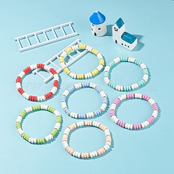 Set di braccialetti elastici da surf da surf con perline heishi fatte a mano in argilla polimerica&nbsp;BJEW-JB07227