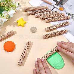10 rullo per texture in argilla con manico in legno in 10 stili&nbsp;TOOL-CN0001-12B