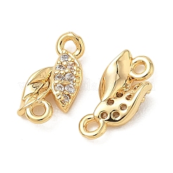 Breloques connecteurs en laiton Shegrace avec micro-pavé de zircone cubique transparente&nbsp;XGRQ3D518-509G