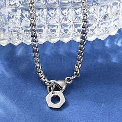 Colliers à chaîne hexagonale en acier inoxydable 304 pour femmes&nbsp;NJEW-A045-25P