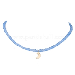Set di collane da donna con 2 collana di perline di semi di vetro e ottone stile luna e stella da 2 pezzo&nbsp;NJEW-JN04394