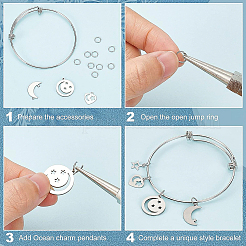 DIY-Armreif-Bastelset mit Mond- und Stern-Charm&nbsp;DIY-BC0004-64