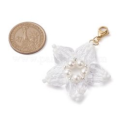Weihnachtsdekoration mit Schneeflocken-Muschelperle und Glasanhänger&nbsp;HJEW-TA00185