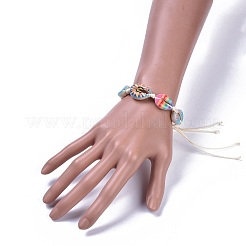 Pulseras de cuentas trenzadas de concha de cowrie impresas ajustables&nbsp;BJEW-JB04273