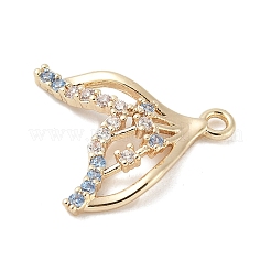 Breloques connecteurs en forme d'animaux marins en laiton pavé bleu ciel clair et zircone cubique transparente&nbsp;KK-M326-07B-G