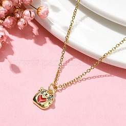 Collier pendentif en alliage d'émail en forme de chat&nbsp;NJEW-JN04613-04