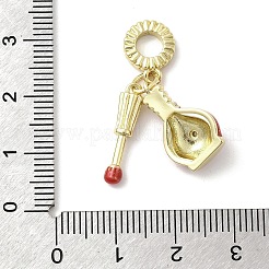 Ciondoli pendenti europei in ottone con micro pavé di zirconi chiari&nbsp;KK-A278-08G-02