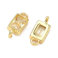 Breloques connecteurs rectangulaires en laiton pavé de zircone cubique&nbsp;KK-P348-10G