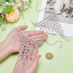 2 Stück Messing-Strasskette mit Fingerringen.&nbsp;BJEW-ME0001-01S