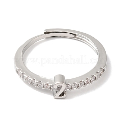 Anelli regolabili numero 2 da donna con placcatura in ottone con zirconi cubici trasparenti&nbsp;RJEW-S407-09P-02