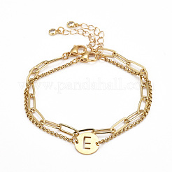 Ensembles de bracelets à maillons en acier inoxydable et de bracelets à chaîne en laiton avec trombone&nbsp;BJEW-JB06181
