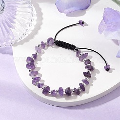 Braccialetti di perline intrecciate in ametista naturale per donna&nbsp;BJEW-JB11107-04