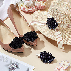 4 Stück 2 Farben Blumensamt mit Strass-Schuhdekorationen&nbsp;DIY-FG0006-43